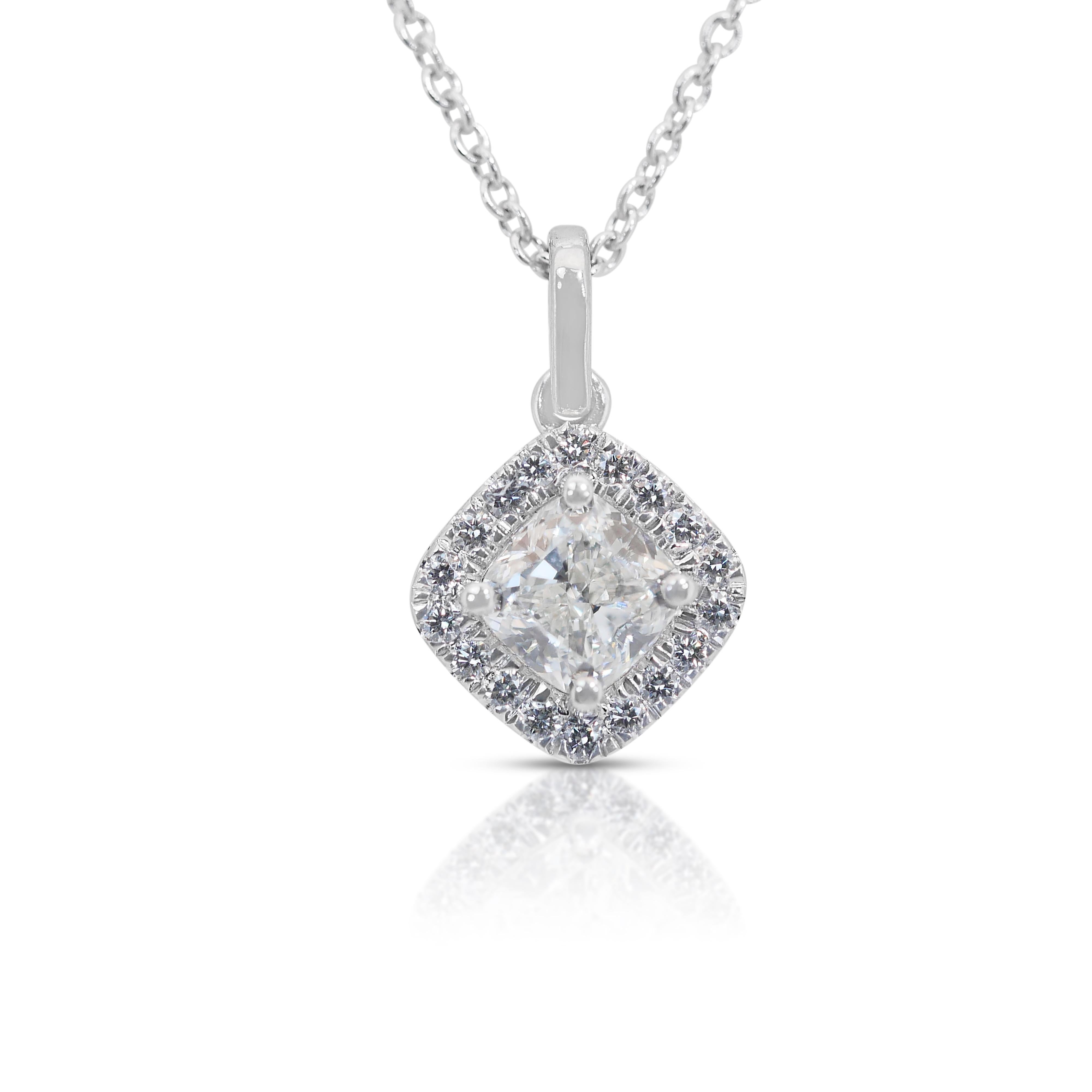 Women's Mesmerizing 1.47ct Diamonds Halo Necklace with Pendant in 14k White Gold - IGI