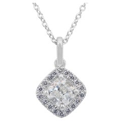 Mesmerizing 1.47ct Diamonds Halo Necklace with Pendant in 14k White Gold - IGI