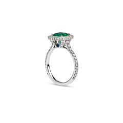 Emerald Cut 1.52ct Emerald & 87 Diamond VS/RW 18K Gold Engagement Ring