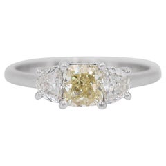 Mesmerizing 1.56ct Diamonds 3-Stone Fancy-Colored Ring in 18k White Gold - IGI