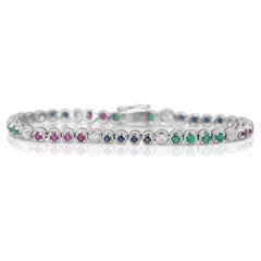 Mesmerizing 1.68ct Diamonds, Emeralds, Sapphires, and Rubies Tennis Bracelet
