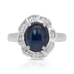 Mesmerizing 1.96ct Sapphire and Diamonds Cluster Ring in 18k White Gold