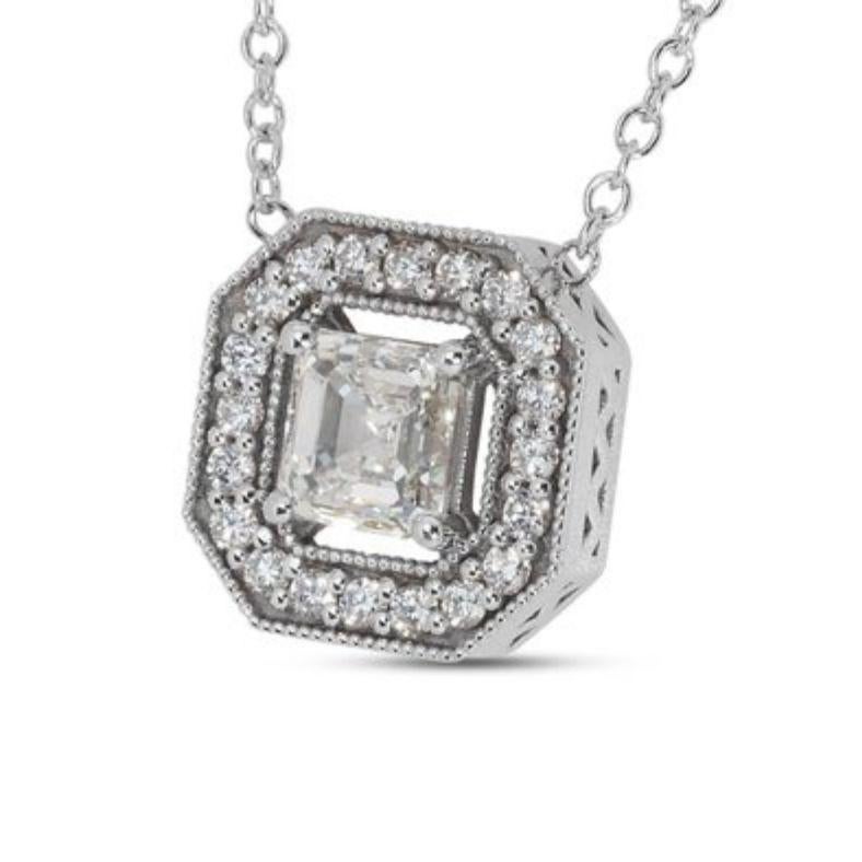 Taglio Asscher Una collana di diamanti Asscher da 1 centesimo in oro bianco 18K in vendita