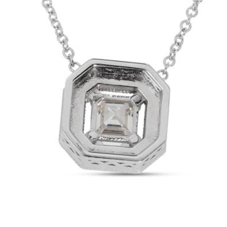 Mesmerizing 1ct Asscher Diamond Necklace in Gleaming 18K White Gold For Sale 1