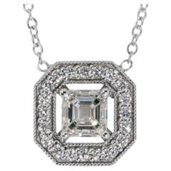 Mesmerizing 1ct Asscher Diamant-Halskette aus glänzendem 18 Karat Weißgold