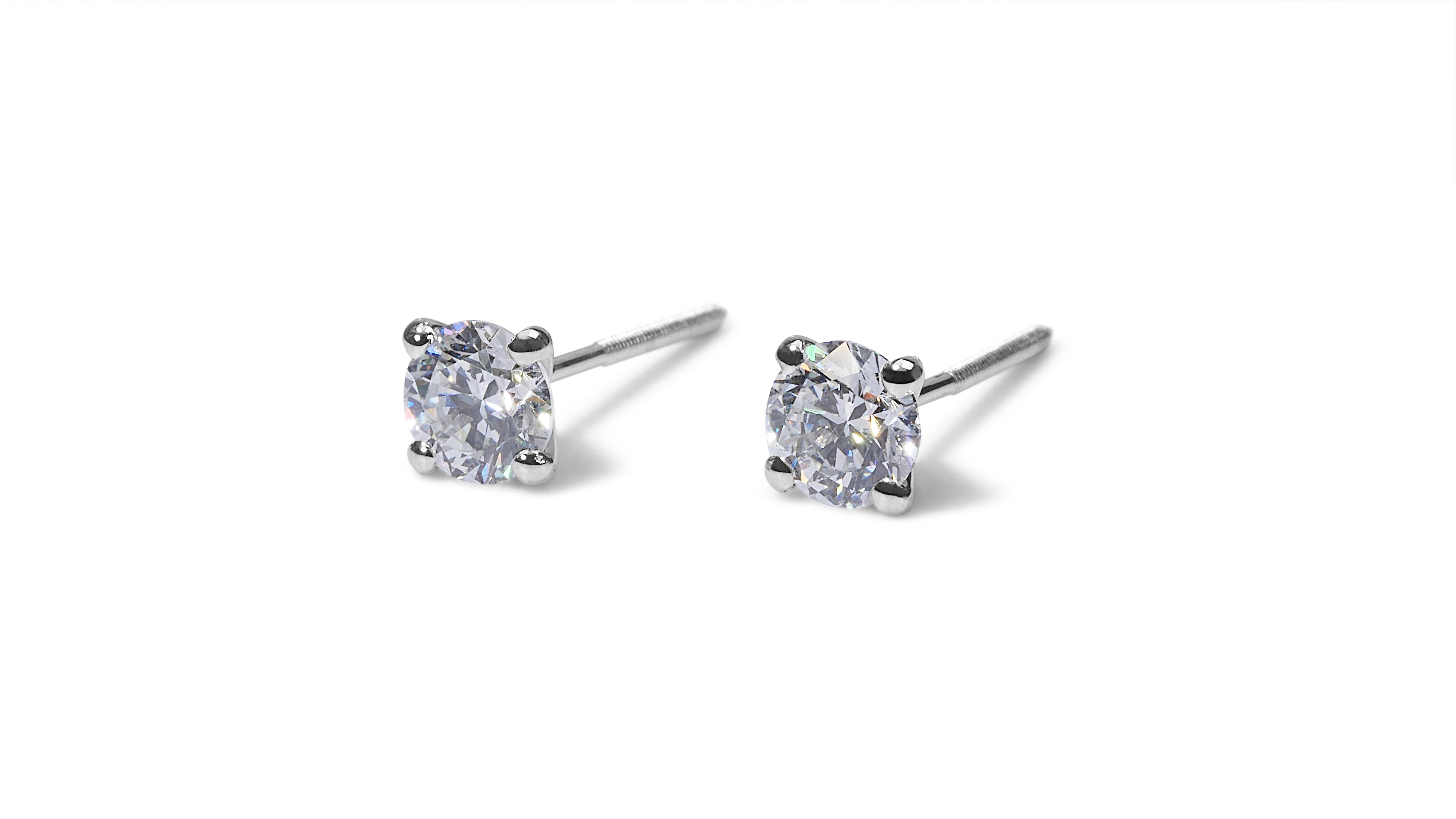 Round Cut Mesmerizing 2.01ct Diamond Stud Earrings in 18k White Gold - GIA Certified  For Sale