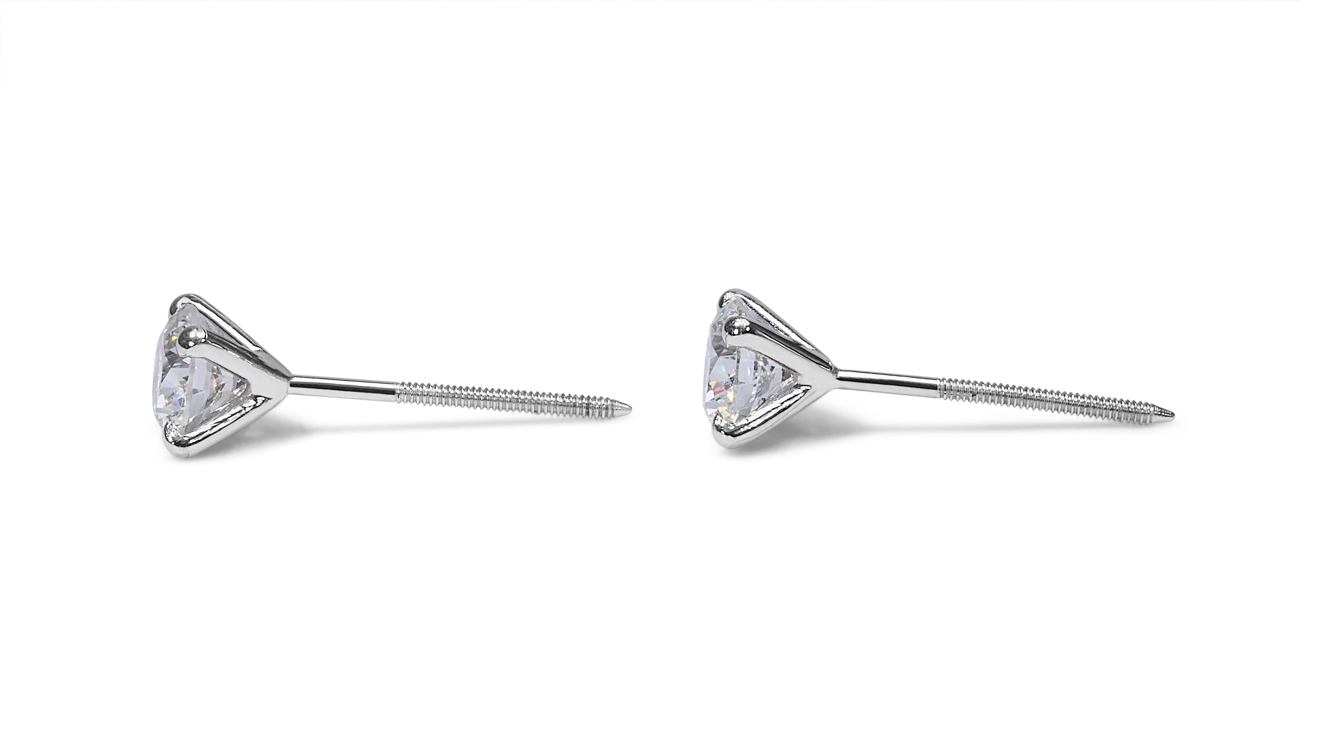 Mesmerizing 2.01ct Diamond Stud Earrings in 18k White Gold - GIA Certified  For Sale 1