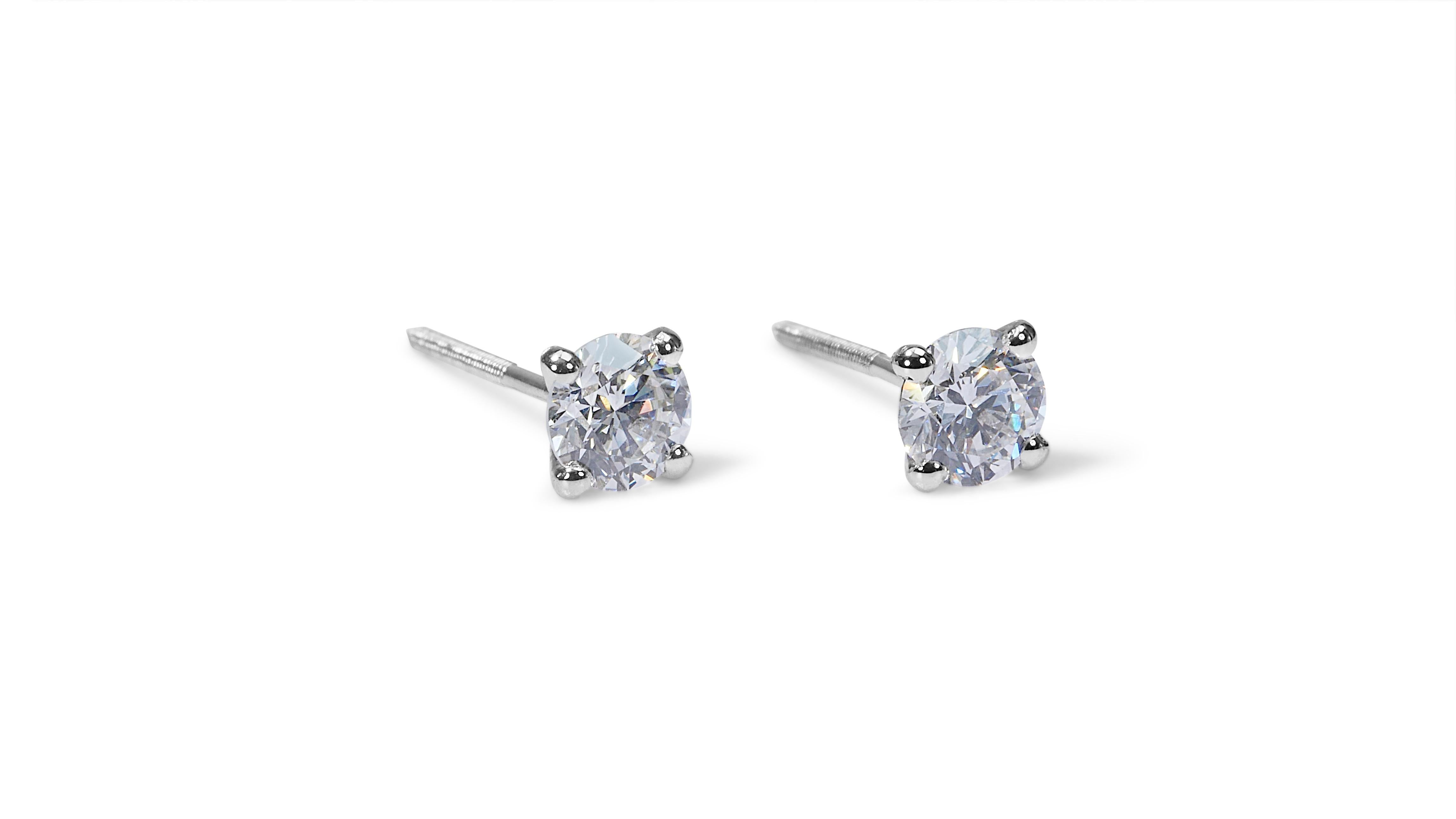 Mesmerizing 2.01ct Diamond Stud Earrings in 18k White Gold - GIA Certified  For Sale 2