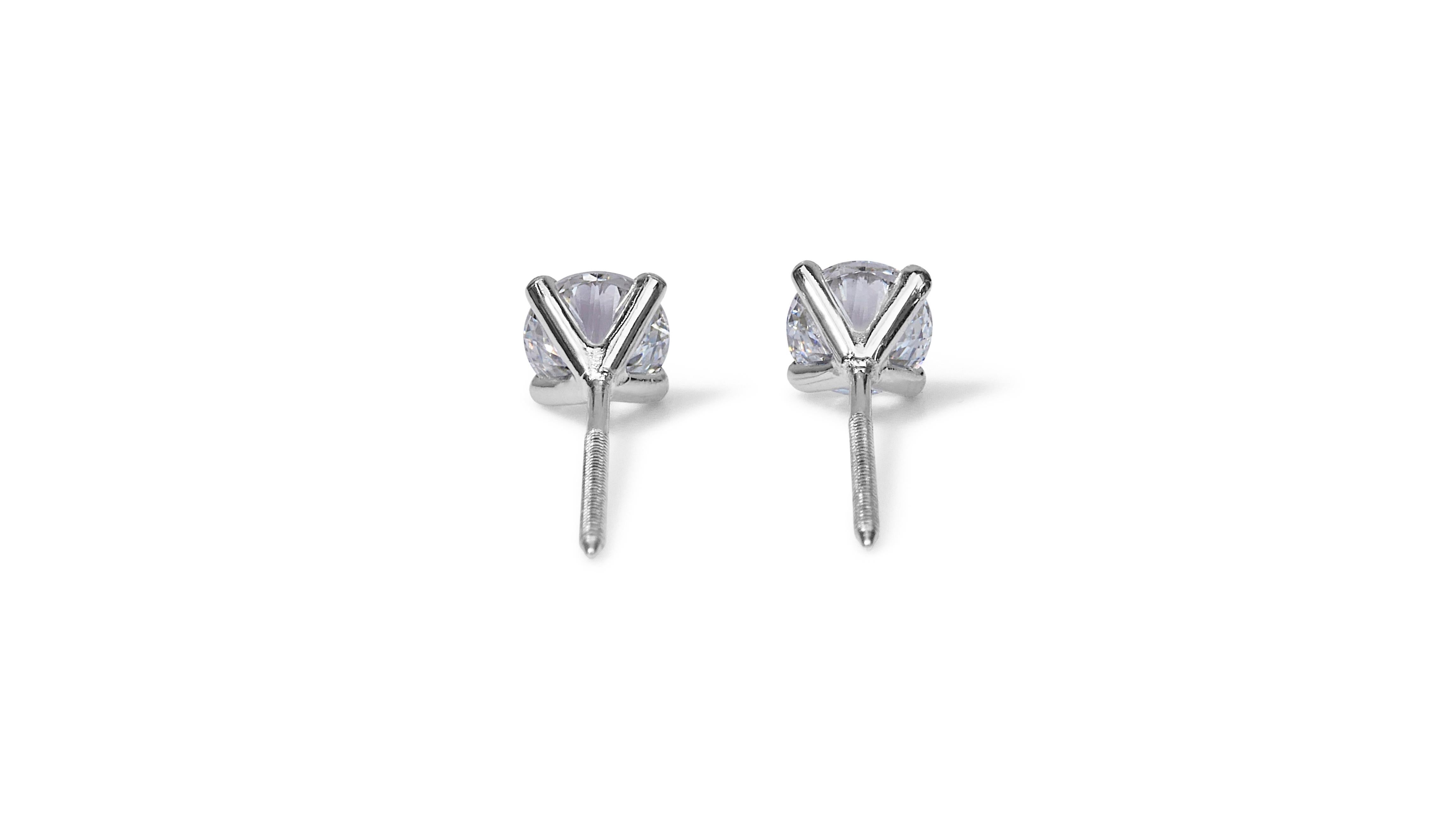 Mesmerizing 2.01ct Diamond Stud Earrings in 18k White Gold - GIA Certified  For Sale 4
