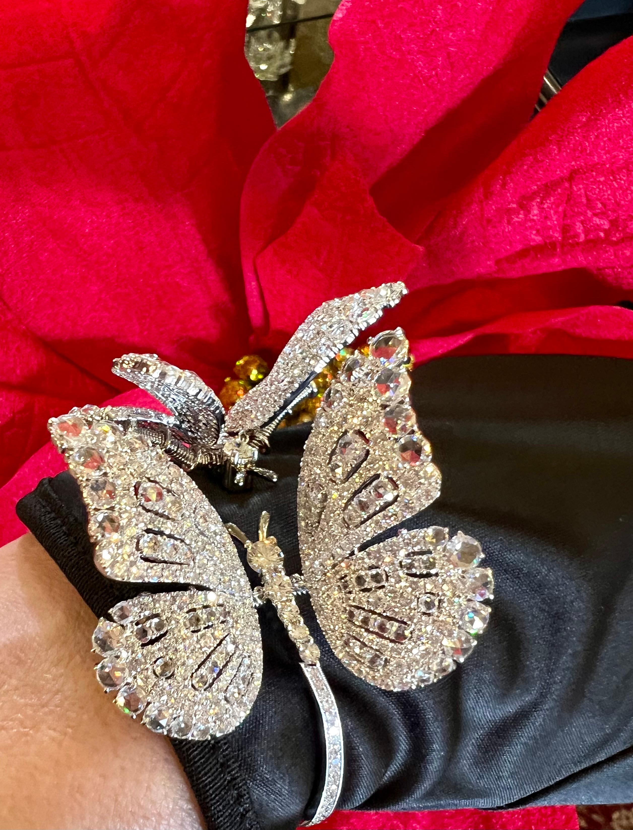 Mesmerizing 25 Carat Diamond Flying Butterfly Bangle Bracelet 18K White Gold 1