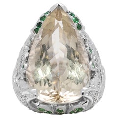 Bague en or blanc 18K avec citrine, grenat et diamants naturels de 25,7ct Whiting