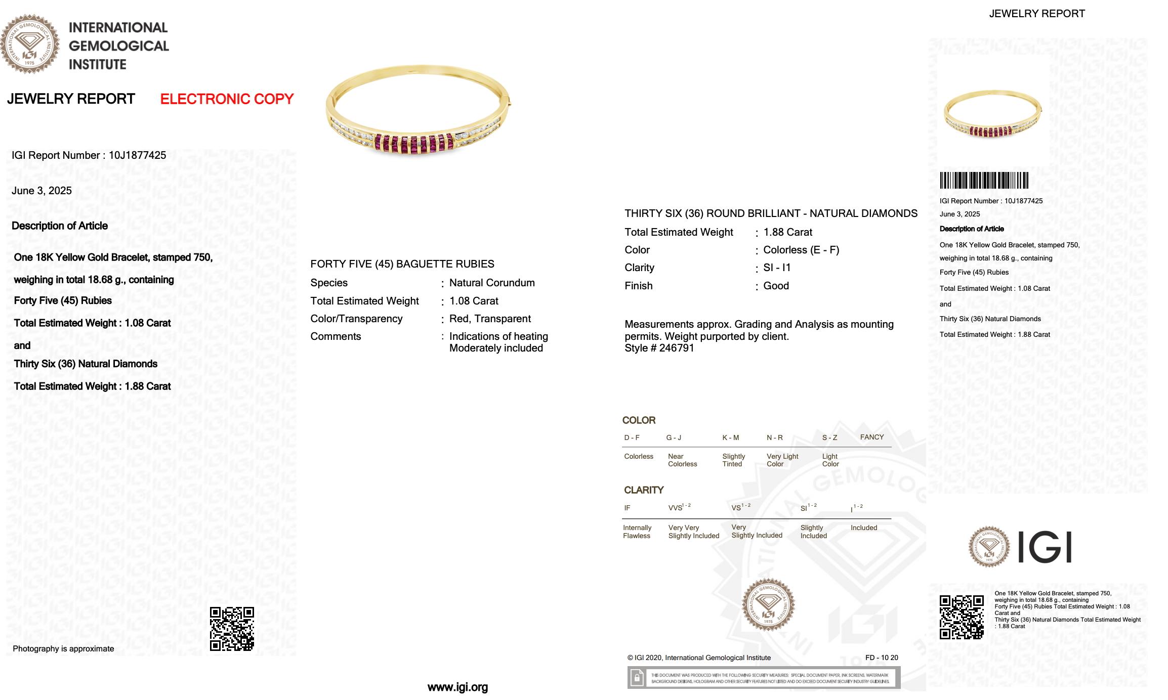 Mesmerizing 2.96ct Rubies and Diamonds Bracelet in 18k Yellow Gold For Sale 1