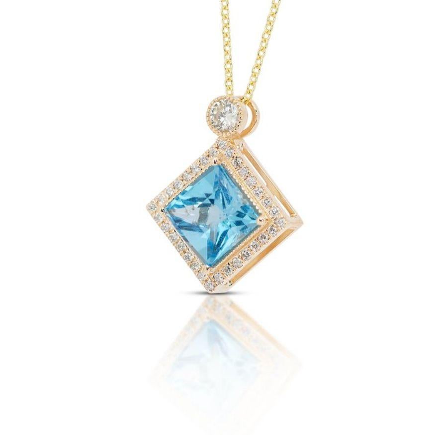 Mesmerizing 3.49 Carat Square Mixed Cut Topaz Necklace In New Condition For Sale In רמת גן, IL