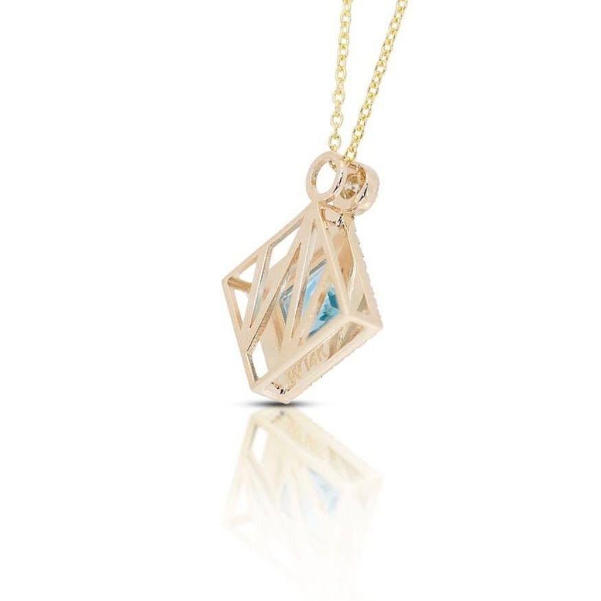 Mesmerizing 3.49 Carat Square Mixed Cut Topaz Necklace For Sale 1