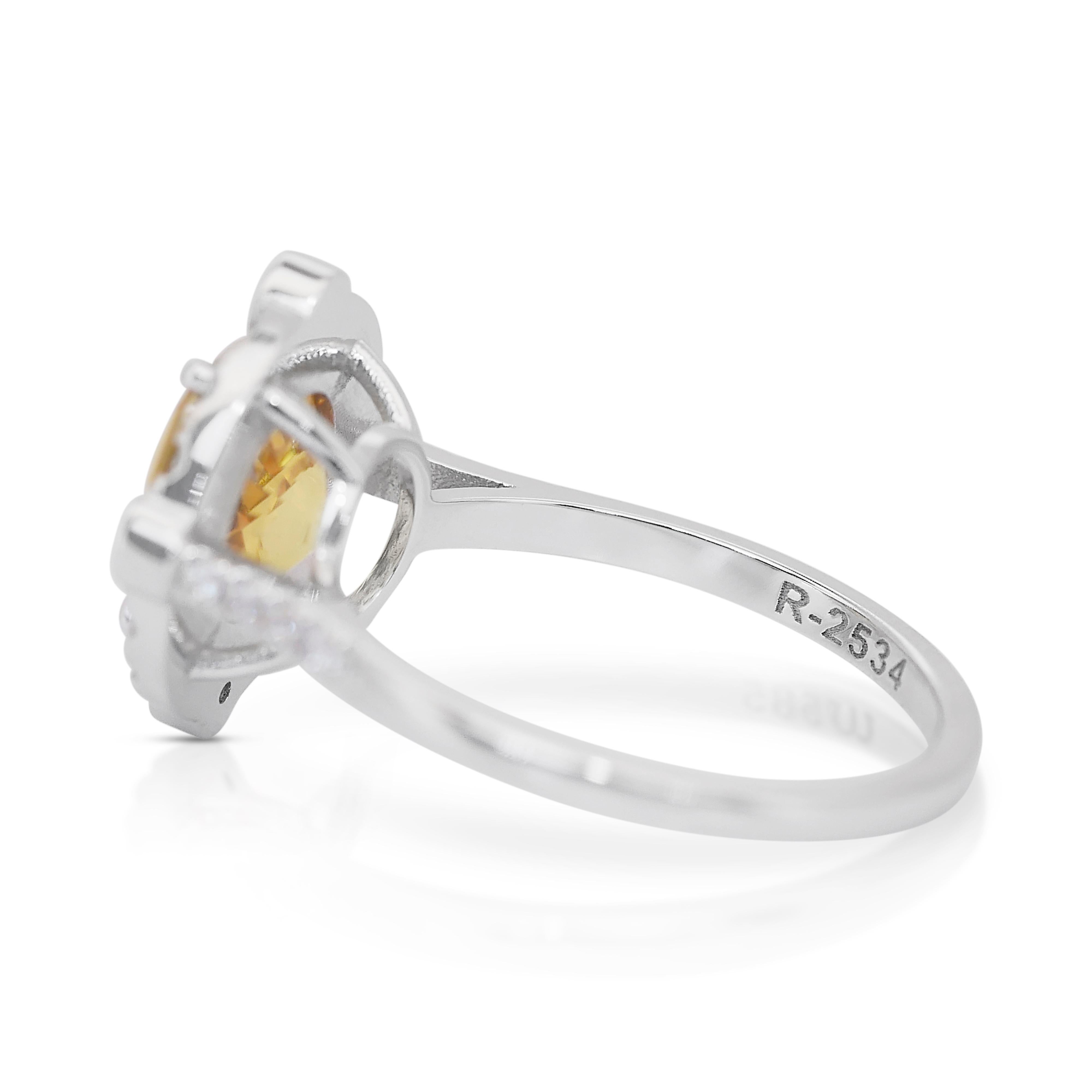 Taille ovale Magnifique bague grappe de saphirs et de diamants de 3,56 carats en or blanc 14 carats - IGI en vente