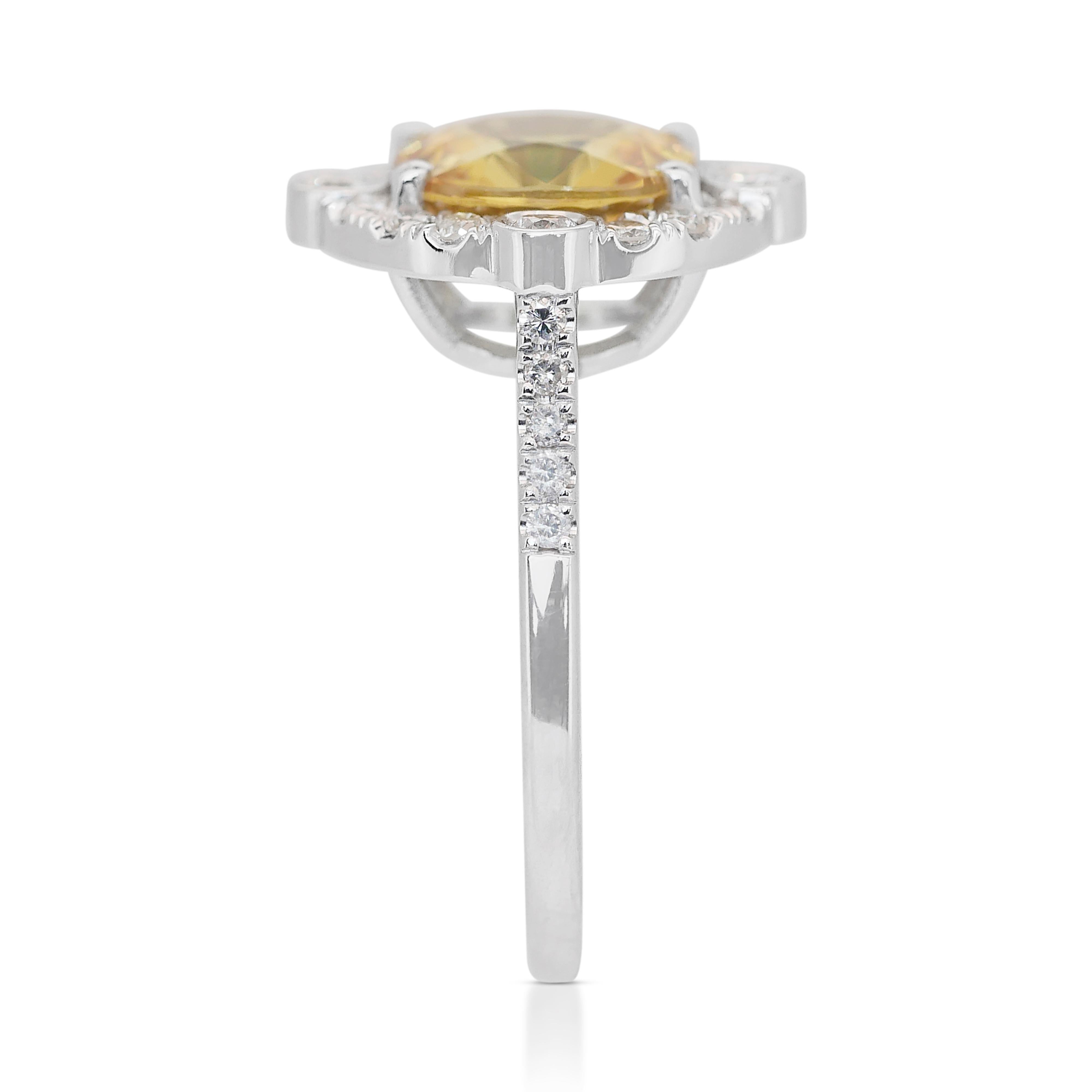 Magnifique bague grappe de saphirs et de diamants de 3,56 carats en or blanc 14 carats - IGI en vente 1