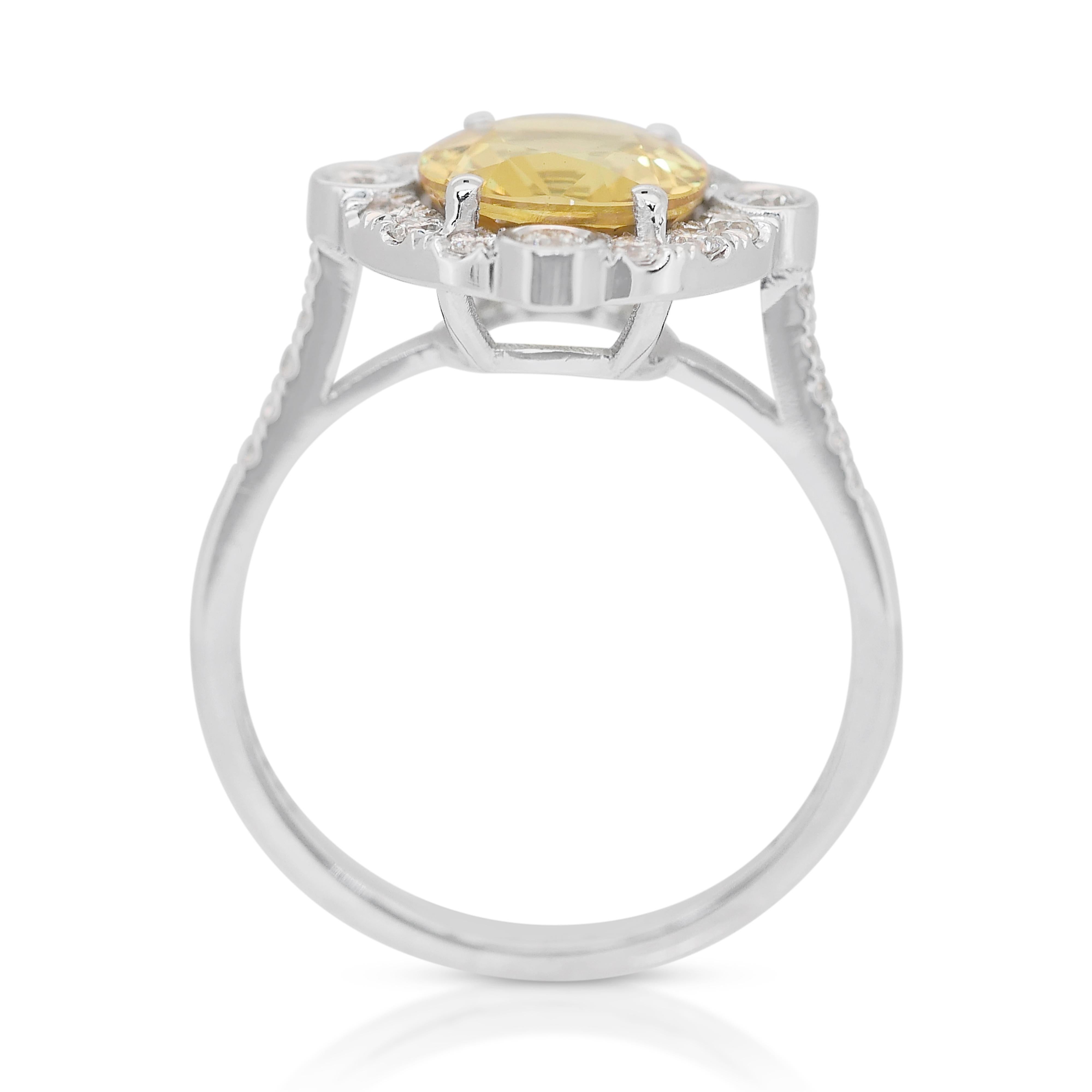Magnifique bague grappe de saphirs et de diamants de 3,56 carats en or blanc 14 carats - IGI en vente 2