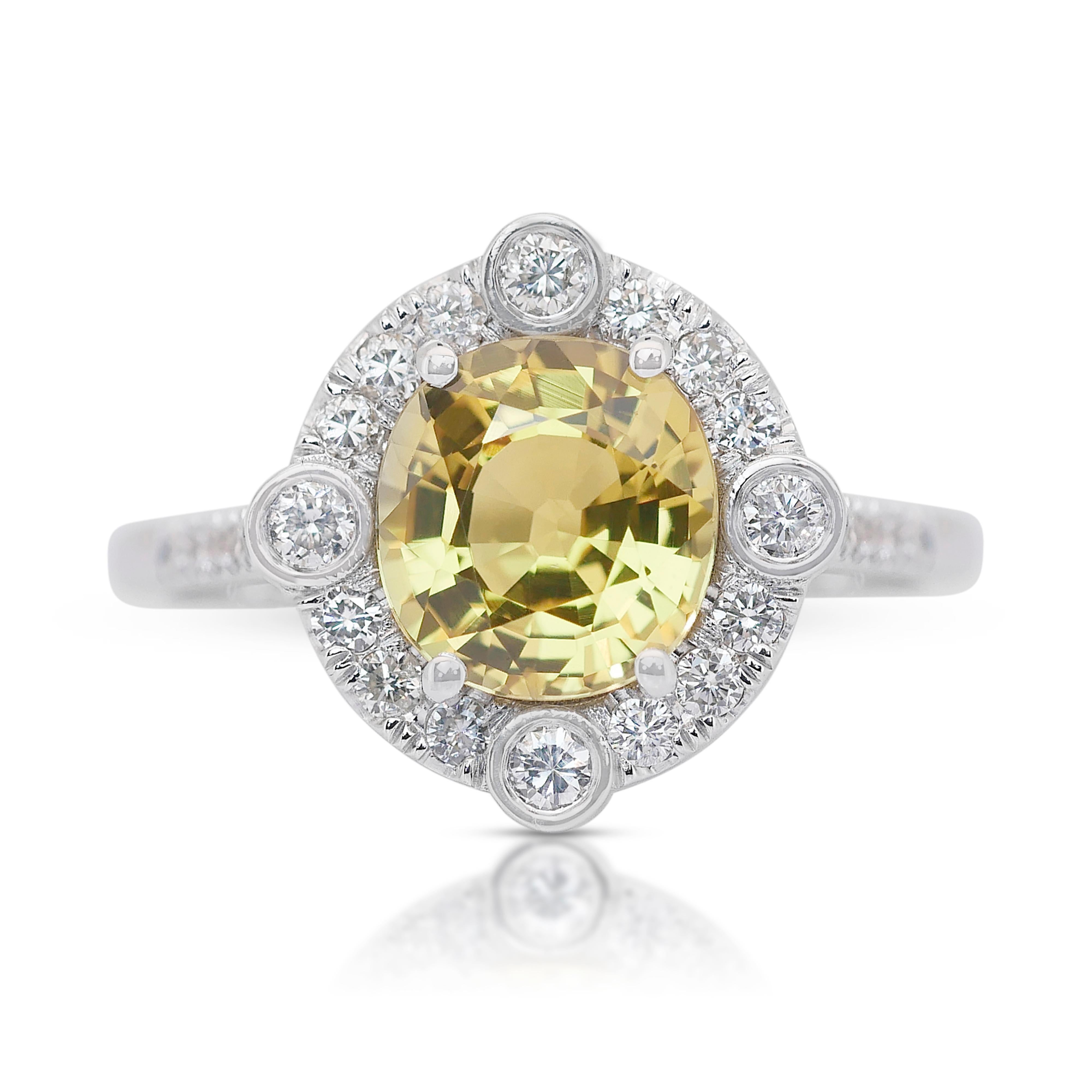 Magnifique bague grappe de saphirs et de diamants de 3,56 carats en or blanc 14 carats - IGI en vente 3