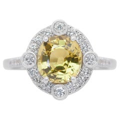 Mesmerizing 3.56ct Sapphire and Diamonds Cluster Ring in 14k White Gold - IGI