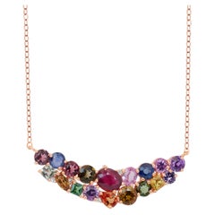 Incredibile collana di rubini, zaffiri e diamanti da 4,37 carati in oro rosa 18 carati
