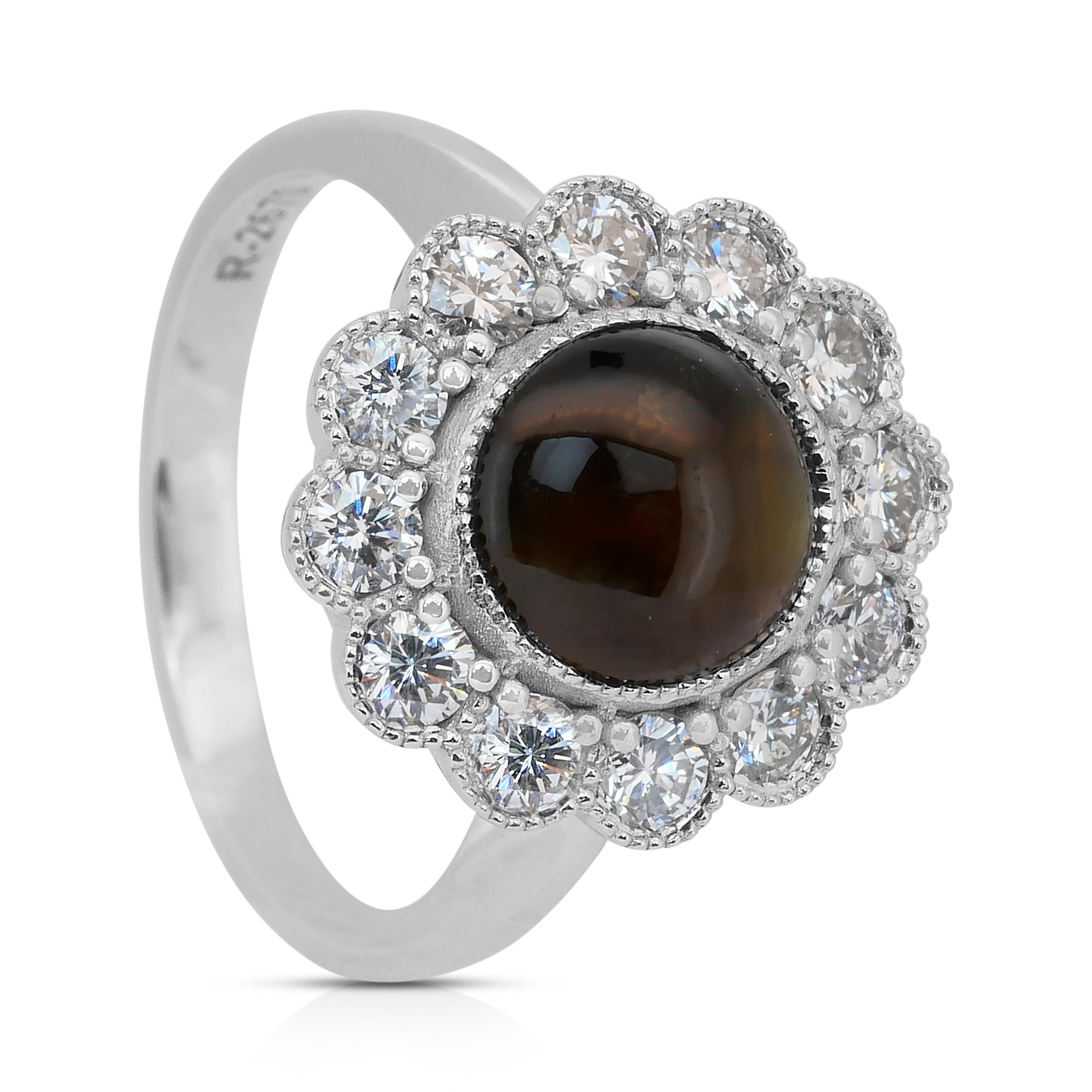 Incredibile anello a grappolo con crisoberillo e diamanti da 4,84 ct. in vendita 2