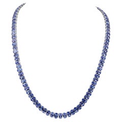 Incredibile collana di tanzanite da 52,00ct in oro bianco 14k - certificato IGI
