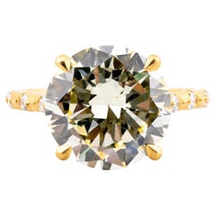 Bague de fiançailles en or jaune 18 carats avec un diamant certifié GIA de 6,06ctw