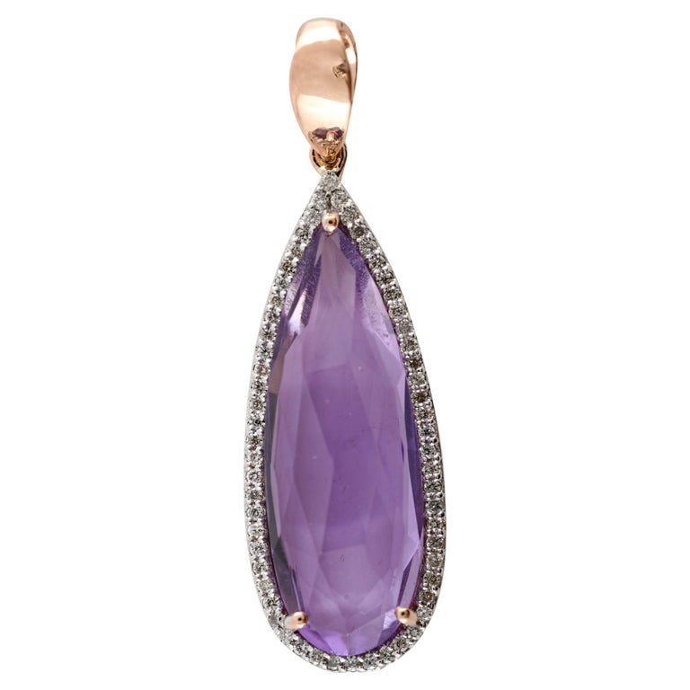 Mesmerizing 6.55ct Amethyst Pendant Enhancer with Halo Diamond in 14k