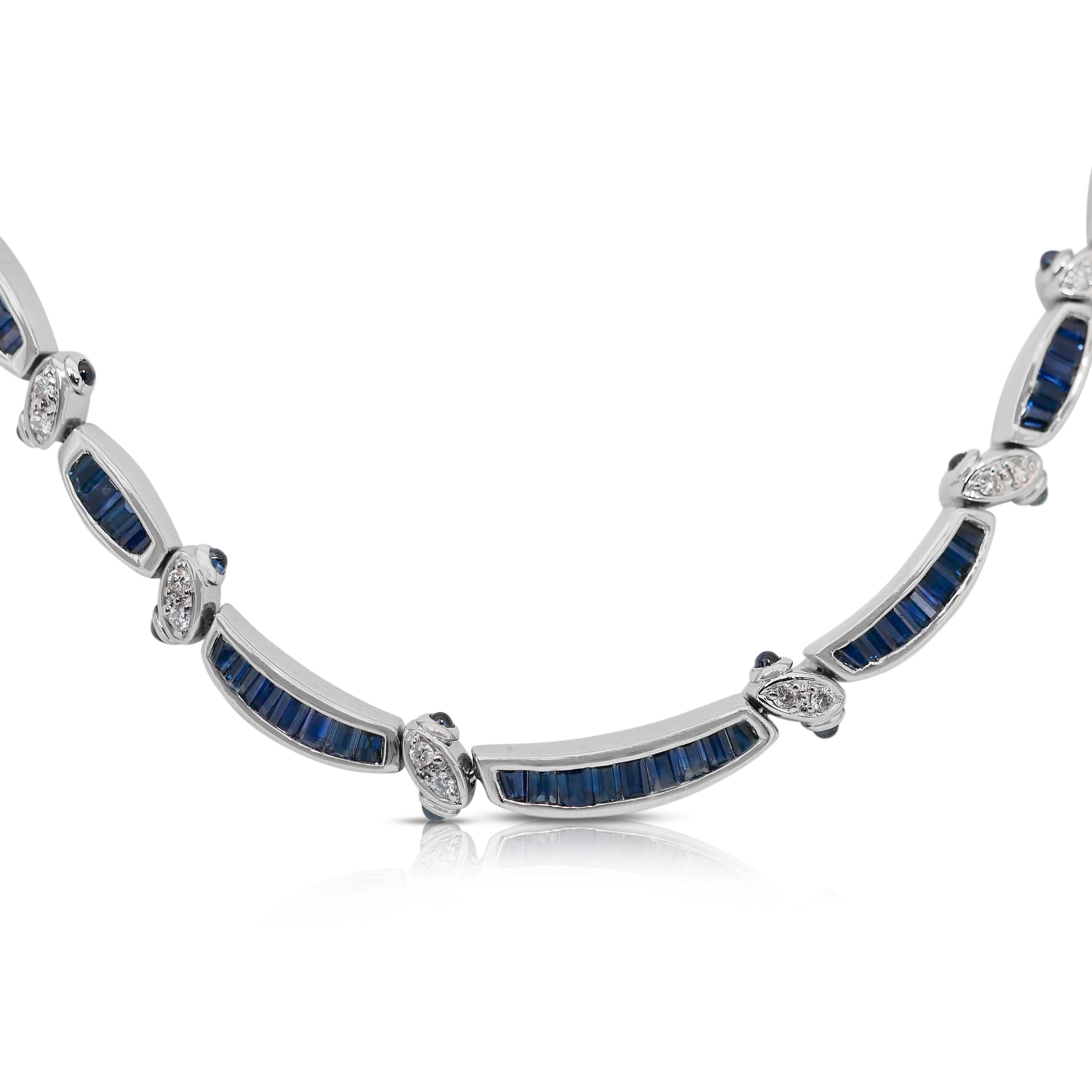 Collier de saphirs et diamants de 6,71ct en or blanc 18k - certifié IGI

Ce collier captivant associe l'élégance intemporelle de l'or blanc 18 carats à l'allure vive de 159 pierres étincelantes. Il comprend 48 saphirs bleus ronds d'une valeur totale