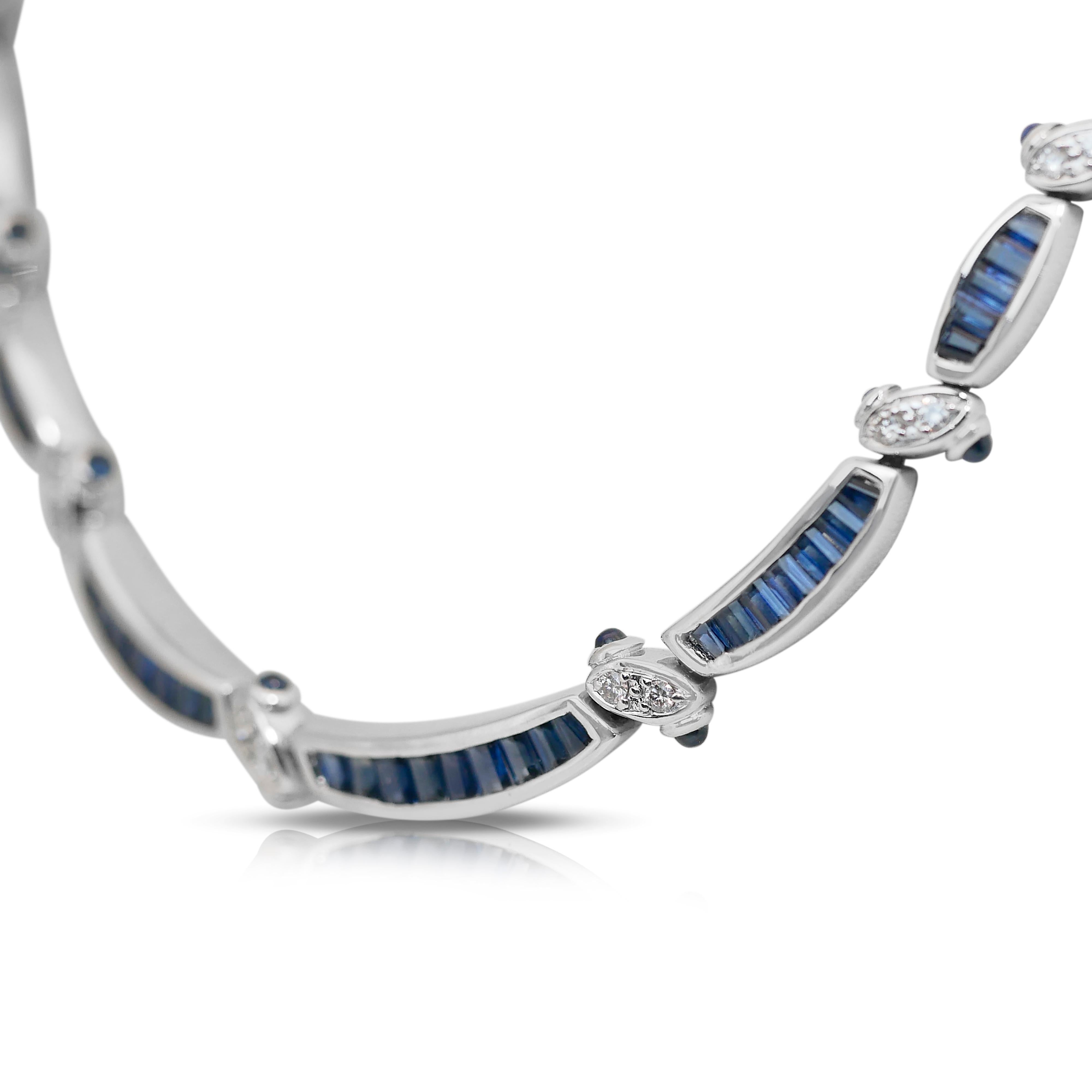 Collier en or blanc 18 carats avec saphirs et diamants de 6,71 carats, certifié IGI Neuf - En vente à רמת גן, IL