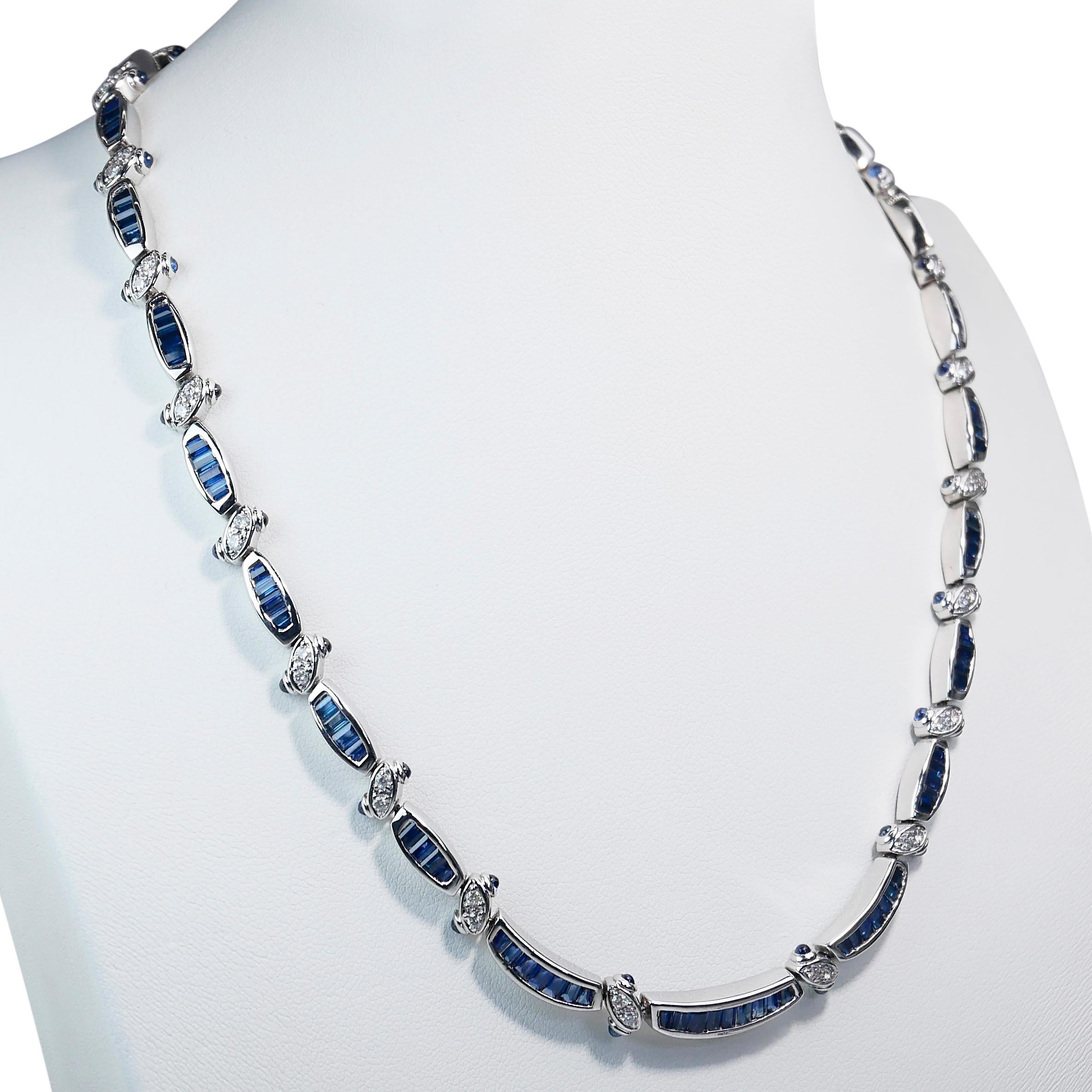 Collier en or blanc 18 carats avec saphirs et diamants de 6,71 carats, certifié IGI en vente 2