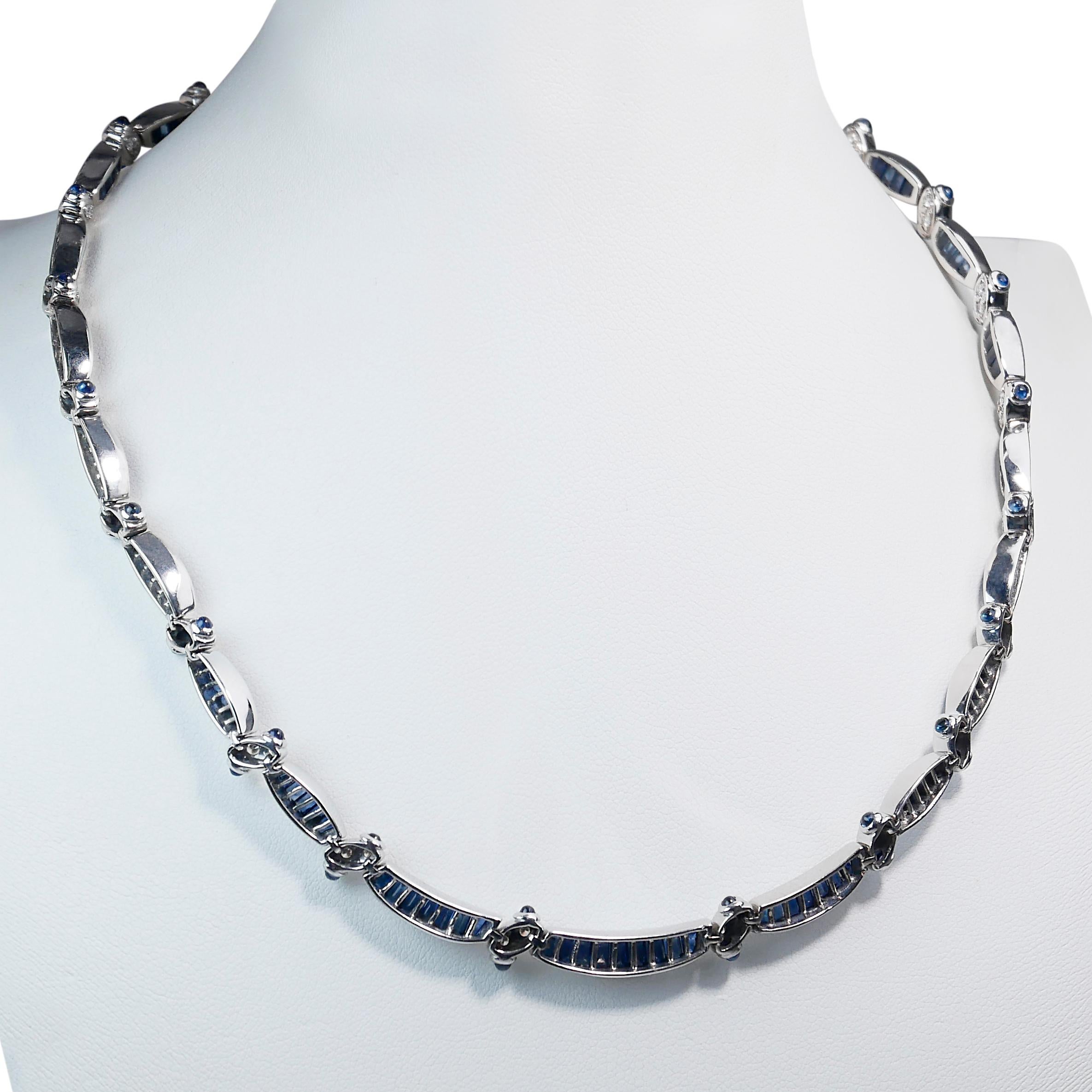 Collier en or blanc 18 carats avec saphirs et diamants de 6,71 carats, certifié IGI en vente 3