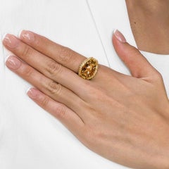 Mesmerizing 7.38ct Citrine & Natural Diamond Cocktail Ring in oro giallo 20K
