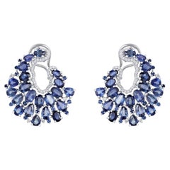 0.48ct Blue Sapphire 14K White Gold Stud Earrings
