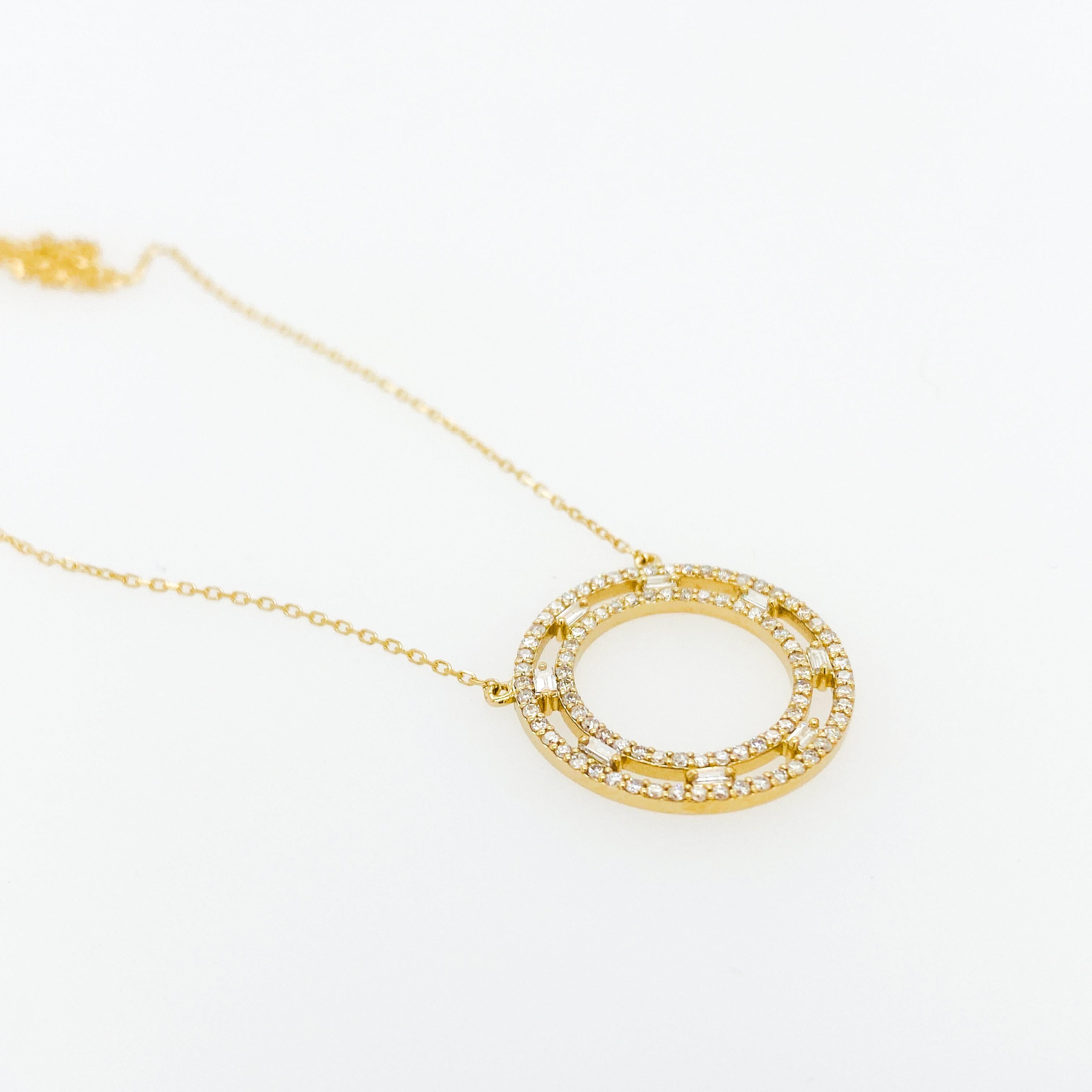 Contemporary Mesmerizing Diamond Circle Pendant 1.25 Carat Diamond Necklace For Sale