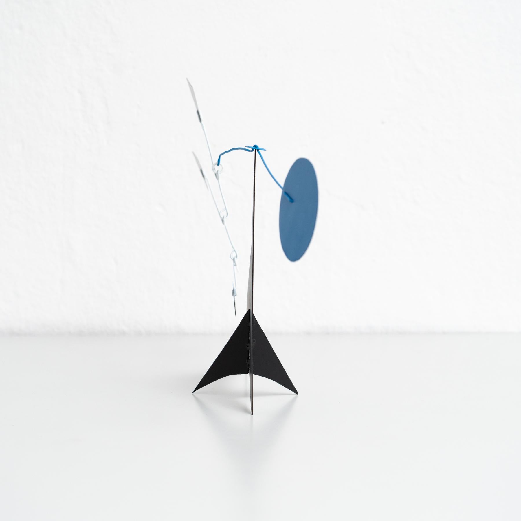 French Mesmerizing Kinetics: Iron Sculpture - Painted Motion and Color