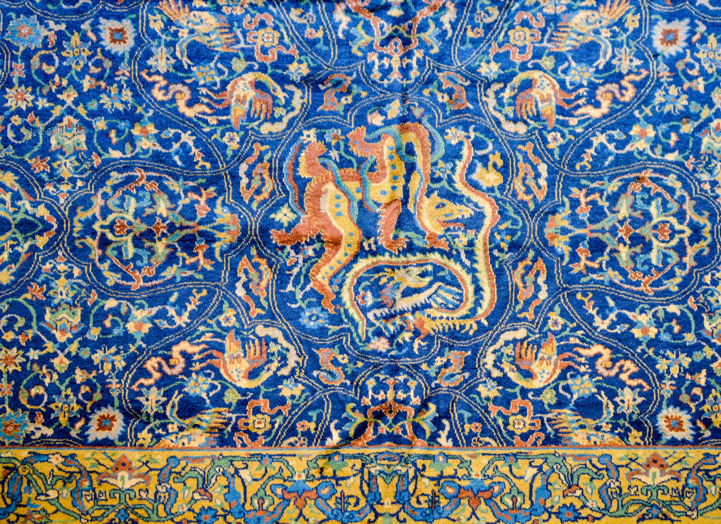 Teinture végétale Magnifique tapis Agra de la fin du XIXe siècle en vente