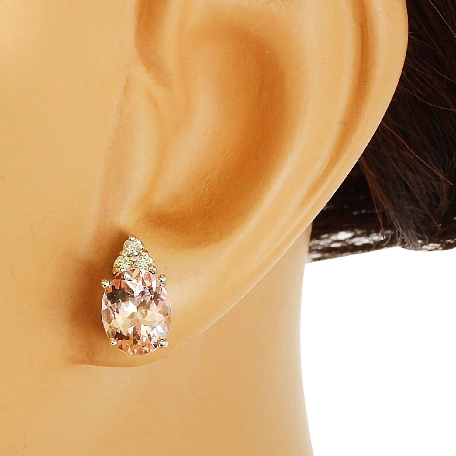 Mesmerizing Natürlicher Morganit-Diamant-Ohrringe aus 14 Karat massivem Weißgold  im Zustand „Neu“ im Angebot in Los Angeles, CA