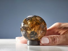Gold Rutile White Quartz Sphere Decorative object Sculpture Table top