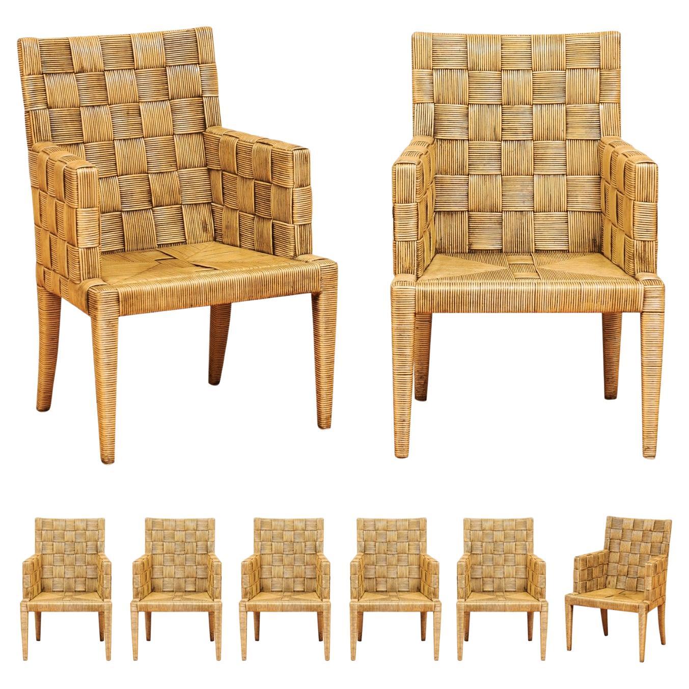 Mesmerizing Set of 8 Jean-Michel Frank Armchairs by John Hutton for Donghia For Sale