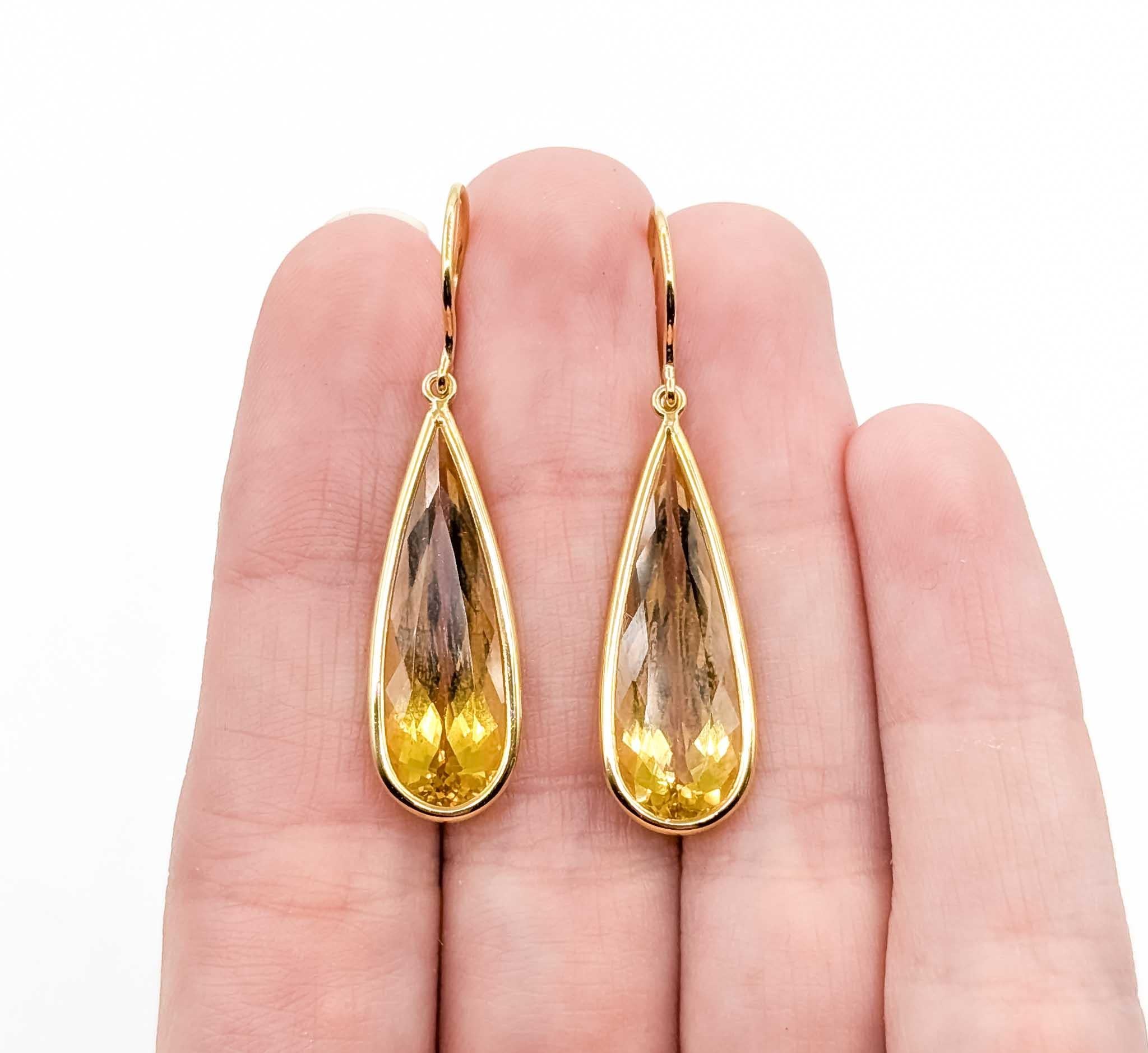 Boucles d'oreilles béryl jaune en or exquis 18k en vente 2