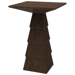 Meso Side Table in Brutalist Shape with Rich and Contrasting Woods