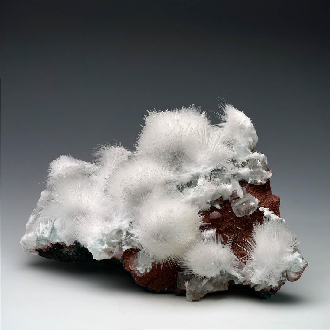 Indian Mesolite and Apophyllite on Red Heulandite From India For Sale