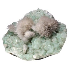 Mesolite on Green Apophyllite From Puna, India