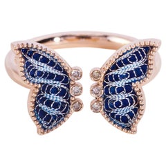 Mesopotamian Blue Butterfly Gold Diamond Ring by Dilara Ensari