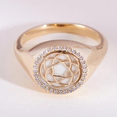 Mesopotamian Inspired 14K Gold Filigree Flower of Life Ring by Dilara Ensari