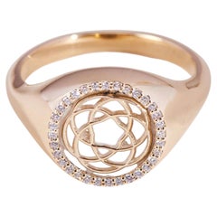 Mesopotamian Inspired 14K Gold Filigree Flower of Life Ring by Dilara Ensari