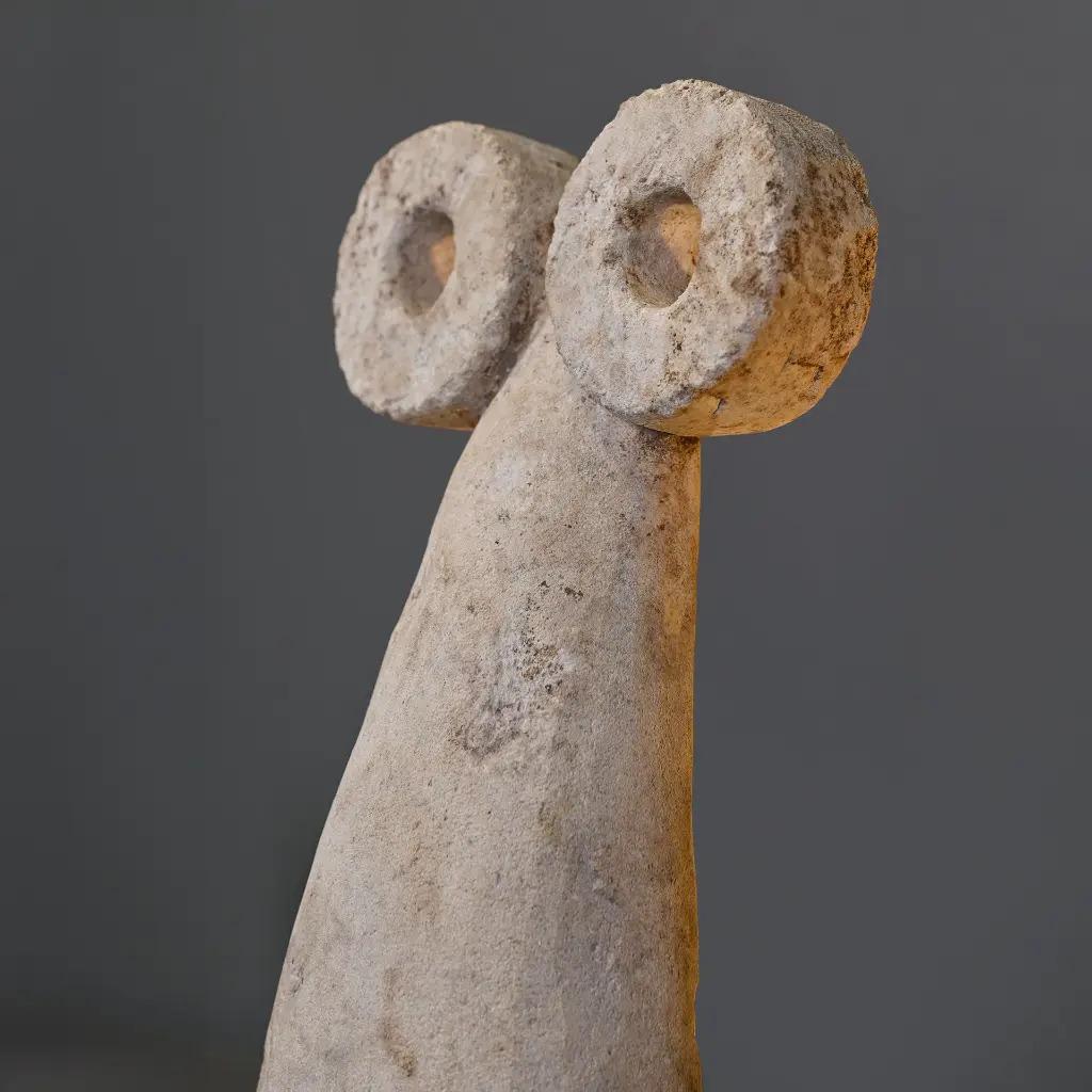 Rustic Mesopotamian Sandstone Idol, Handcrafted Votive Reproduction For Sale