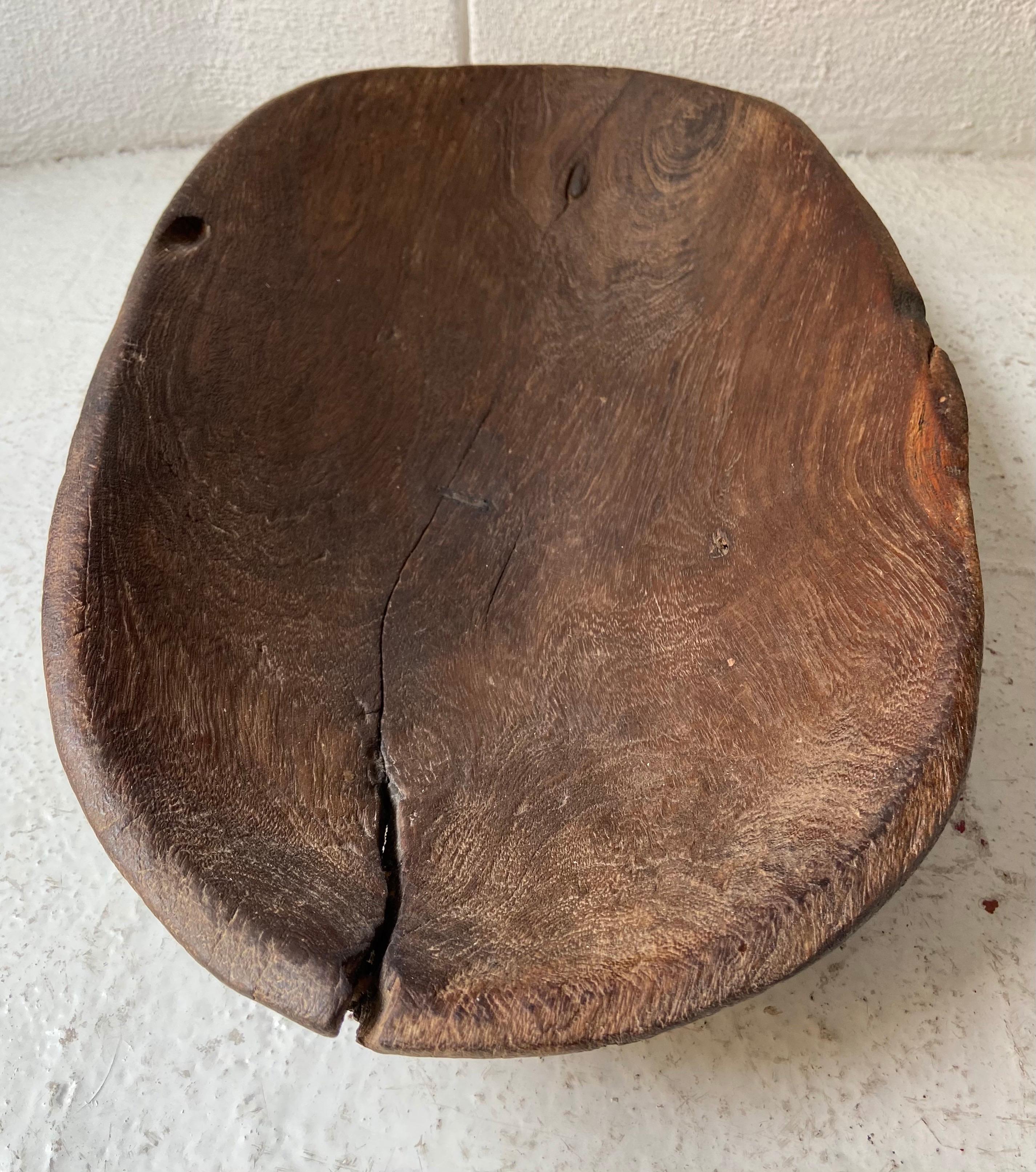 Hand-Carved Mesquite Bowl from Mexico, Circa 1930's