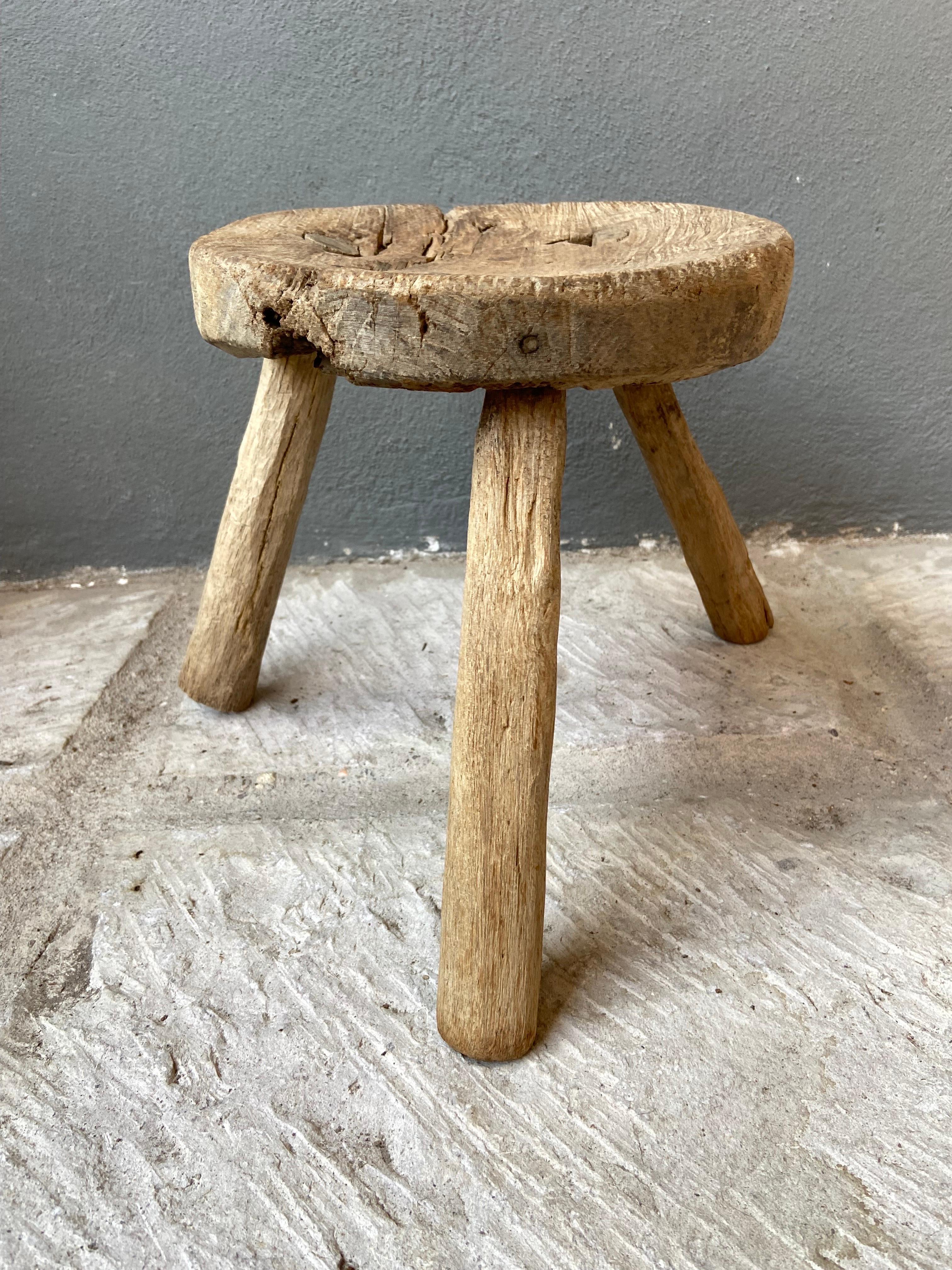 Mesquite hardwood stool from Guanajuato, Mexico, circa 1940´s.